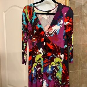 Floral Multicolor V-Neck Dress